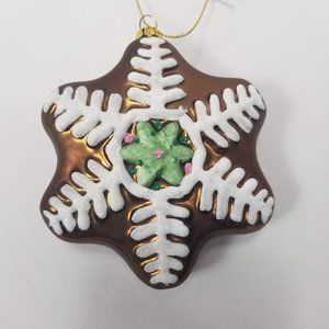 New Glass Gingerbread Snowflake Xmas Ornament